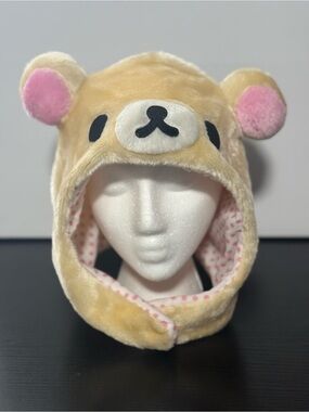 2017 San-X Korilakkuma Fuzzy Kigurumi-Style Plush Hat w/Pink Polka Dot Lining